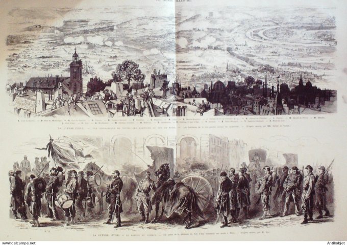 Le Monde illustré 1871 n°734 Paris guerre civile Fort Issy (92) Neuilly Montrouge (92) Bicêtre (94)