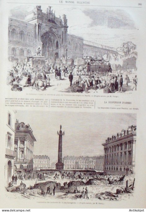 Le Monde illustré 1871 n°734 Paris guerre civile Fort Issy (92) Neuilly Montrouge (92) Bicêtre (94)