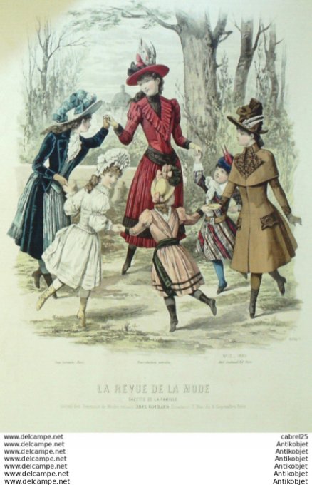 Gravure Mode La Gazette 1889 # 13 (Old Fashion plate)