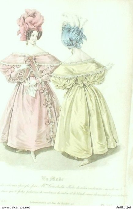 Gravure La mode 1833 # 287 (aquarelle old Fashion plate)