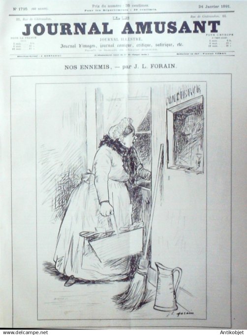 Le Journal Amusant 1891 n°1795 Tempête dans un estomac Paris qui grelotte le¨à§on de danse