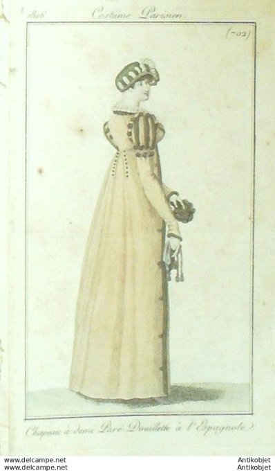 Gravure Mode Costume Parisien 1806 #  702 (eau forte old Fashion plate