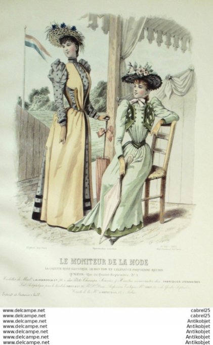 Gravure Mode Le Moniteur 1890 # 20 (Old Fashion plate)