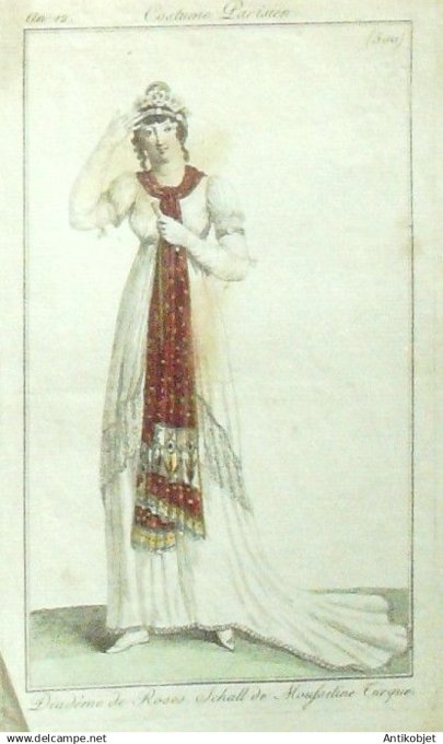 Costume Parisien 1803 an 11 # 500 (eau forte) Schall mousseline Turque