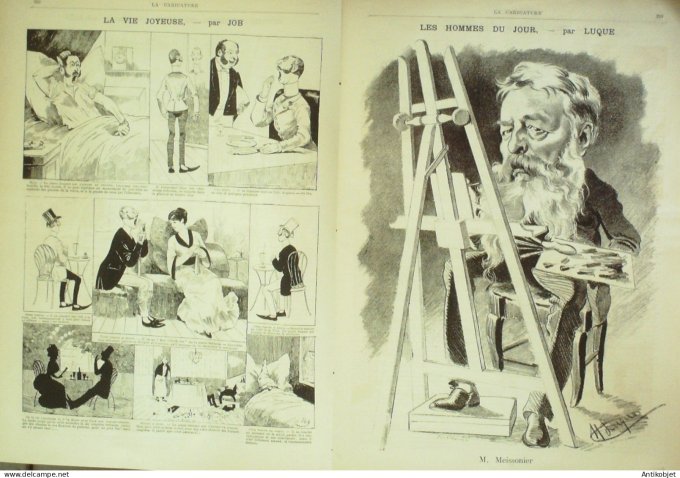 La Caricature 1884 #240 Vie joyeuse Job Loys Meissonier par Luque Trock