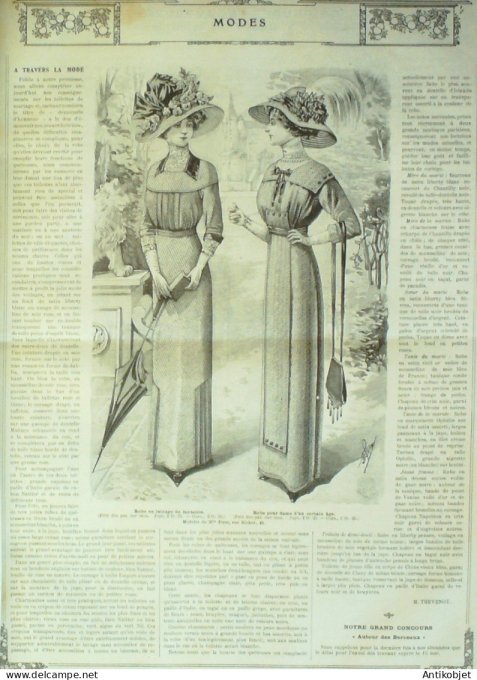 La Mode illustrée journal 1911 n° 20 Toilettes Costumes Passementerie