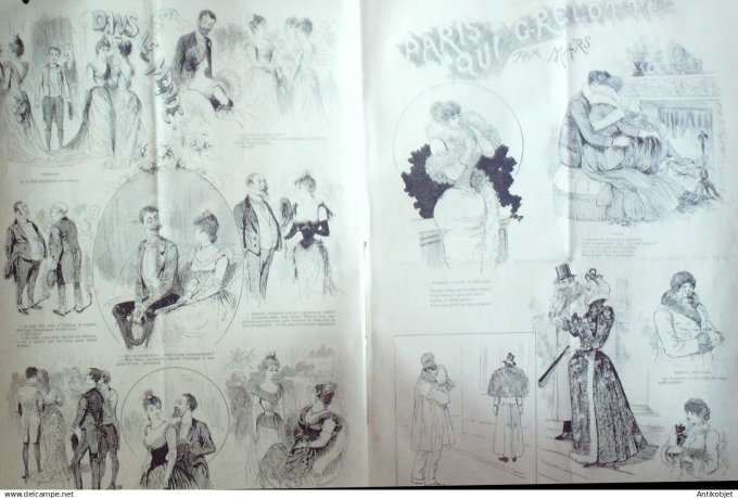 Le Journal Amusant 1891 n°1795 Tempête dans un estomac Paris qui grelotte le¨à§on de danse