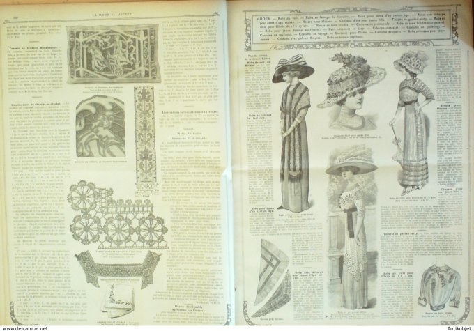 La Mode illustrée journal 1911 n° 20 Toilettes Costumes Passementerie