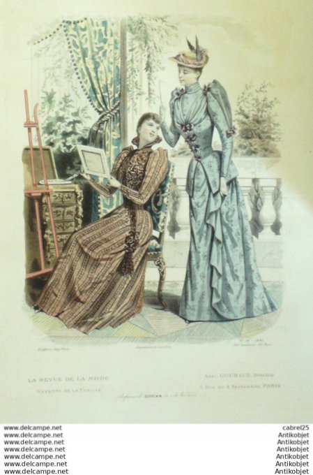Gravure Mode La Gazette 1891 # 38 (Old Fashion plate)