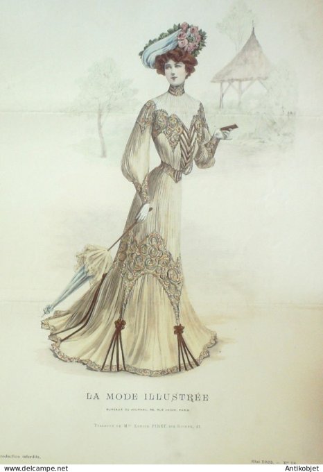 Gravure Mode illustree 1902 # 18 (Old Fashion plate) RARE