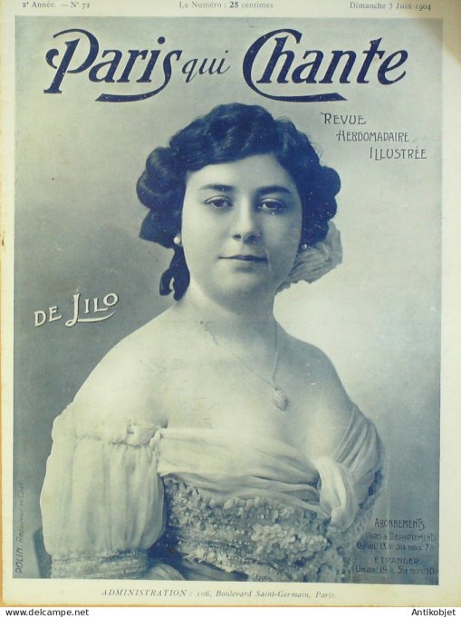 Paris qui chante 1904 n° 72 De Lilo Polin Suzanne Ellen Bordes Marion Darley