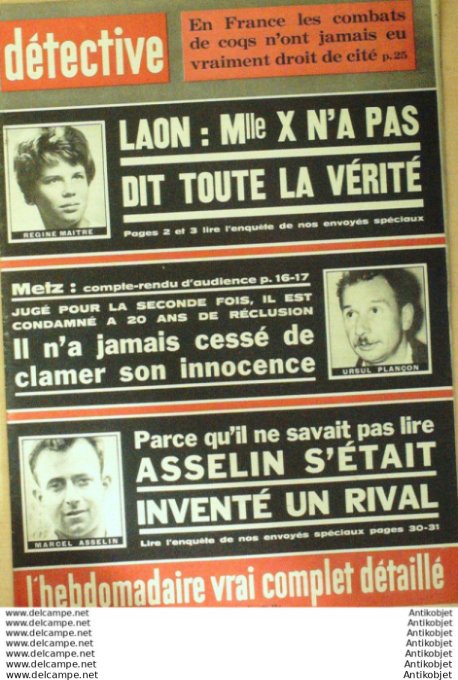 Détective 1964 # 933 Laon Villennes/Seine Lons-le-Saunier Metz St-Lo Marseille