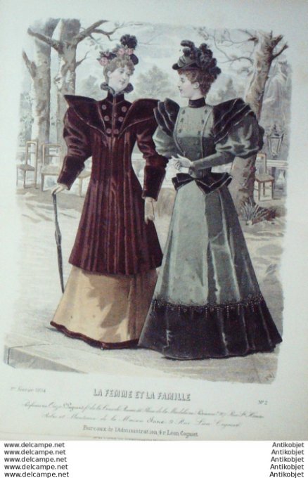 Gravure Mode La Femme & La Famille 1894 # 02 (Old Fashion plate)