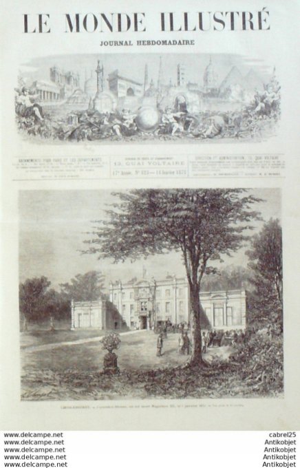 Le Monde illustré 1873 n°823 Angleterre Chilehurst Cambden Nouvelle Calédonie Noumea La Danée Jérusa
