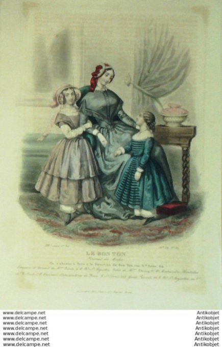 Gravure Mode Le Bon Ton 1846 13 # 31 (aquarelle old fashion plate)