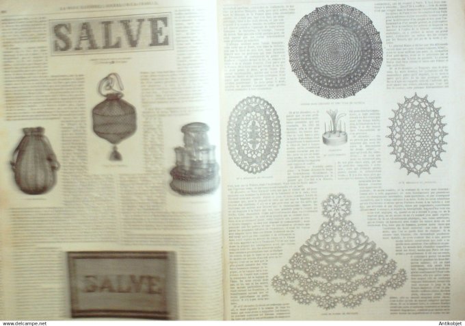La Mode illustrée journal + gravure associée 1870 # 48