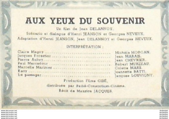 Mon Film 191 50-04-19 Aux yeux du souvenir Michele Morgan Jean Marais