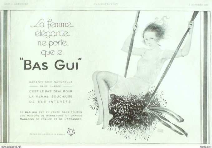 Publicité Lingerie Bas Gui 1930