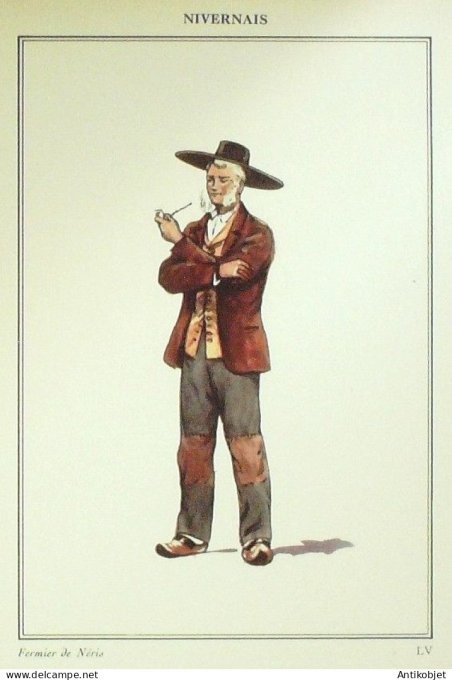 Bourgogne-Franche-Comté Nivernais Néris (58) Fermier signé  par P.A Leroux XXème