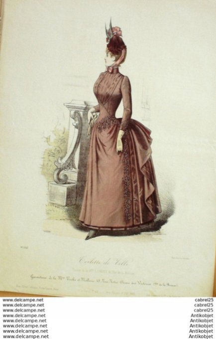 Gravure Mode Le Coquet 1887 # 43 (Old Fashion plate)