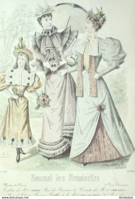Gravure Mode J.Demoiselles 1894 # 4992 (Old Fashion plate)