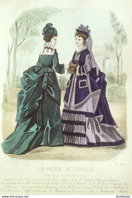 Gravure La Mode actuelle 1875 # 169 (Old Fashion plate)