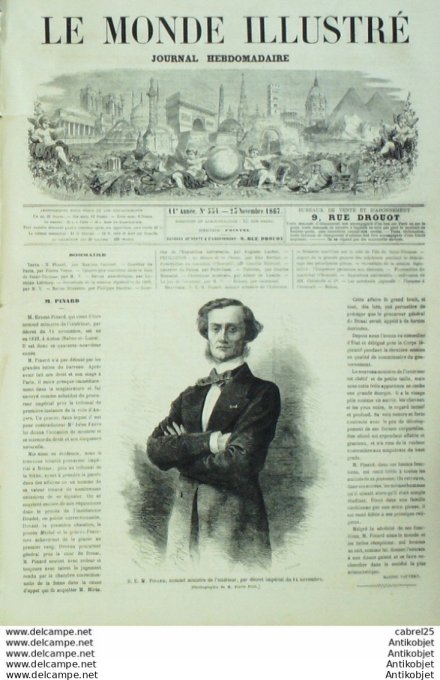 Le Monde illustré 1867 n°554 Danemark Ile St-Thomas Espagne Madrid Atocha Japon acrobates