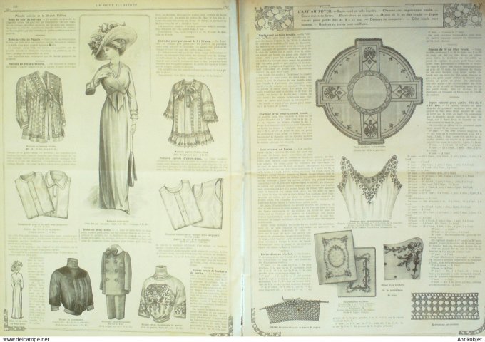 La Mode illustrée journal 1911 n° 09 Toilettes Costumes Passementerie