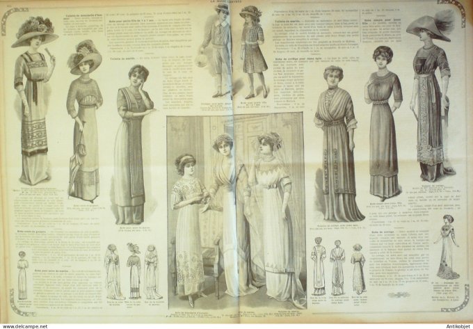 La Mode illustrée journal 1911 n° 09 Toilettes Costumes Passementerie