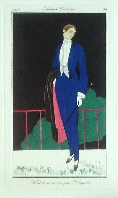 Martin Charles Pochoir Mode Art Deco n°  86-1913 Journal des Dames