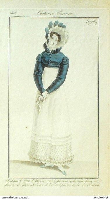 Gravure Mode Costume Parisien 1818 # 1776 (eau forte old Fashion plate