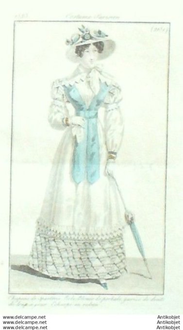 Gravure Mode Costume Parisien 1823 # 2181 (eau forte old Fashion plate
