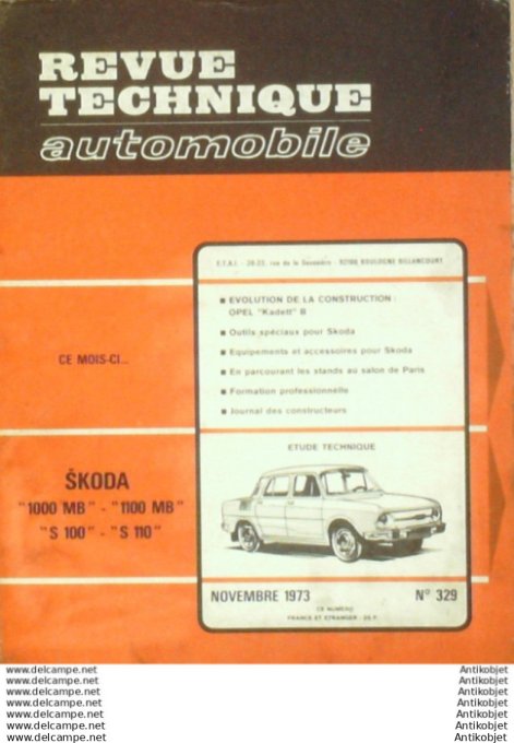 R.T Automobile Skoda 1000 MB/1100/S100/110 Opel Kadett B   # 329