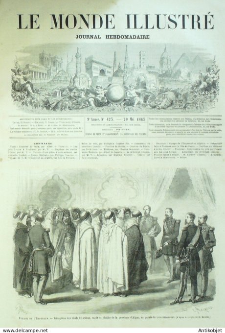 Le Monde illustré 1865 n°423 Algérie Alger Italie Florence Toulouse (31) Lincoln Assassinat Arcachon