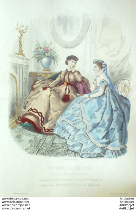 Gravure Mode illustree 1866 #  8 (Old Fashion plate)