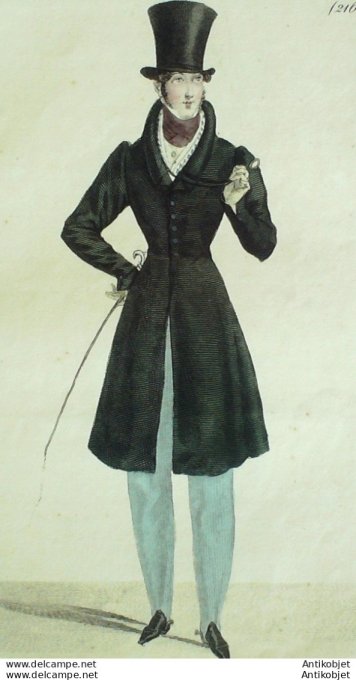 Costume Parisien 1823 # 2163 Redingote casimir homme gilet piqué