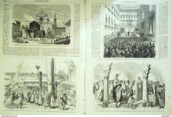 Le Monde illustré 1865 n°423 Algérie Alger Italie Florence Toulouse (31) Lincoln Assassinat Arcachon