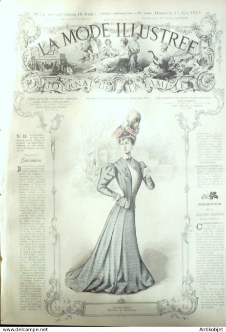 La Mode illustrée journal 1905 n° 24 Costume tailleur