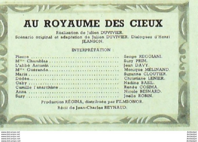 Mon Film 180 50-02- 1 Au Royaume des cieux Serge Reggiani Suzy Prim