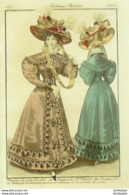 Costume Parisien 1827 # 2553 Redingote de dauphine garnie