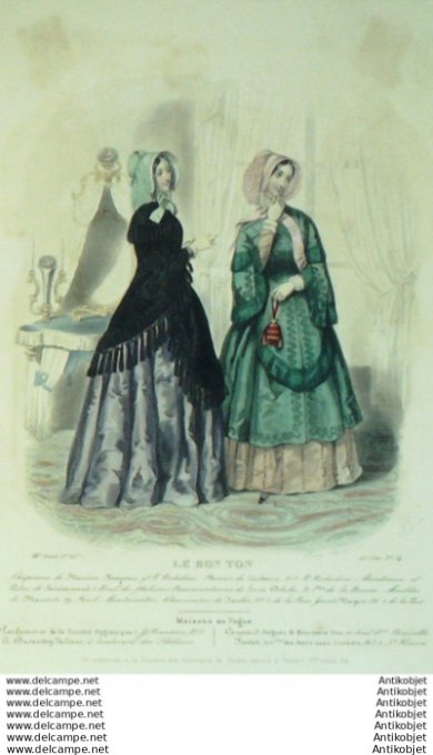 Gravure Mode Le Bon Ton 1846 13 # 34 (aquarelle old fashion plate)