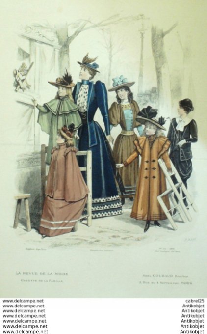 Gravure Mode La Gazette 1891 # 35 (Old Fashion plate)