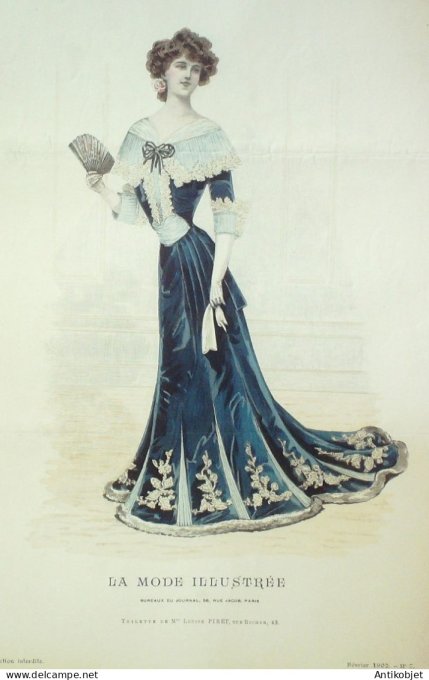 Gravure Mode illustree 1902 #  7 (Old Fashion plate) RARE