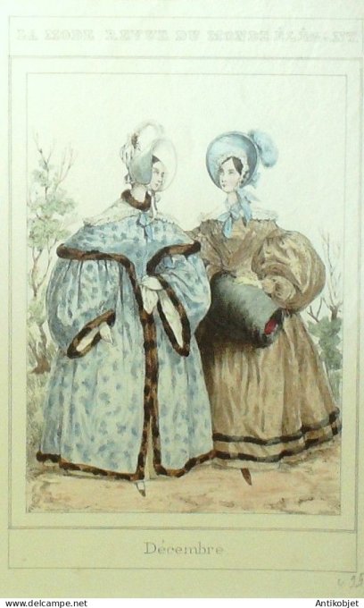 Gravure La mode 1836 # 495 (aquarelle old Fashion plate)