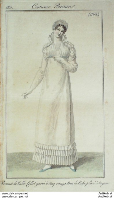 Costume Parisien 1811 # 1164 Bas de robe plissé à tuyaux