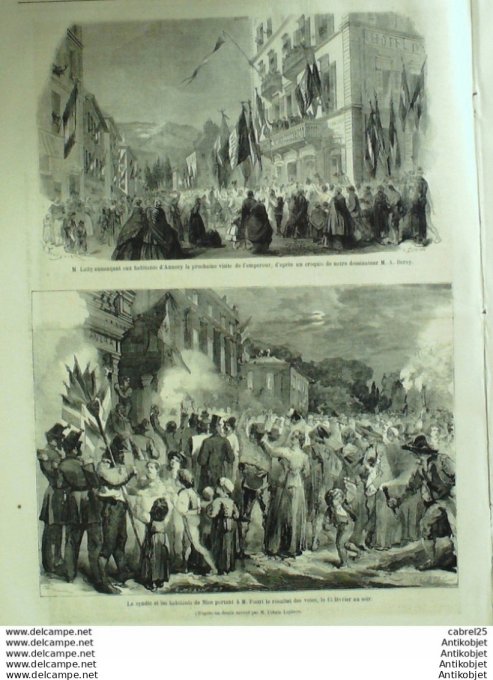 Le Monde illustré 1860 n°159 Annecy (73) Nice (06) Italie Palerme Messine