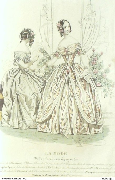 Gravure La mode 1841 # 26 (aquarelle old Fashion plate)