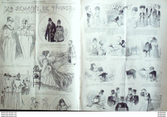 Le Journal Amusant 1891 # 1804 Fantasia Theatre Musotte semaine de Paques poisson d'avril