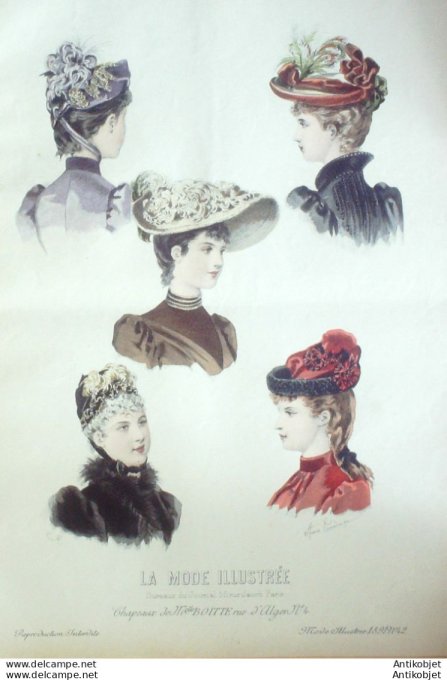 Gravure Mode illustree 1891 # 42 (Old Fashion plate) rare