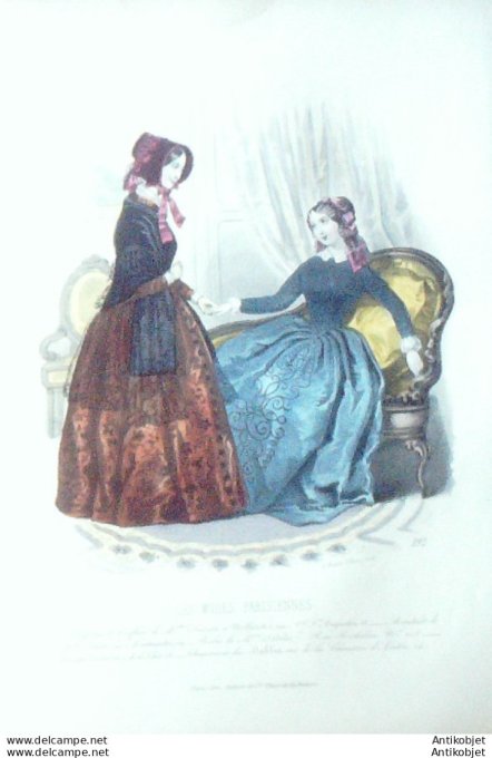 Gravure Les Modes Parisiennes 1846 # 192 Mantelet Maison Seville